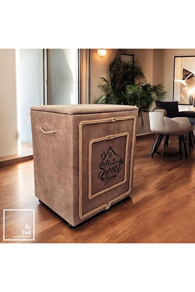 77 Home Sweet Home Kapaklı Açılır Sandıklı Puf Tabure Fonksiyonel ve Şık Sakl...