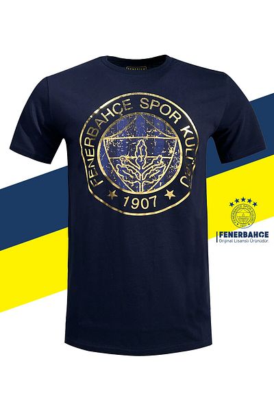 Fenerbahçe Αυθεντικό αθλητικό μπλουζάκι με λογότυπο με άσπρο φύλλο με άδεια χρήσης