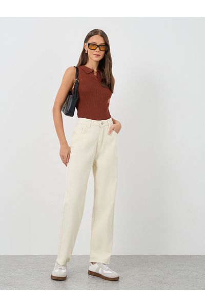 Styli Solid High Rise Tapered Fit Jeans