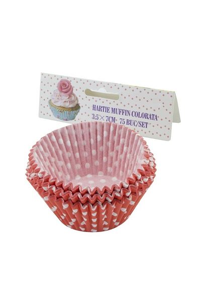 gogiva Muffin paper set, Red with white polka dots, 3.5x7 cm, 75 pcs