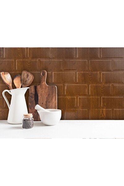 TİNK 3 Boyutlu Duvar Paneli Kabartmalı Metro Desen Pvc 41x41 cm/ 6 Adet /1 m² Altın Meşe