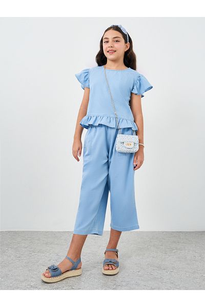 Styli Ruffled Hem Top and Culottes Set