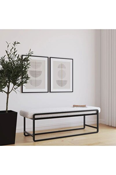 asaella mobilya Neva Serisi Yatak Ucu Oturma Bankı Makyaj Oturağı Metal Ayakl...