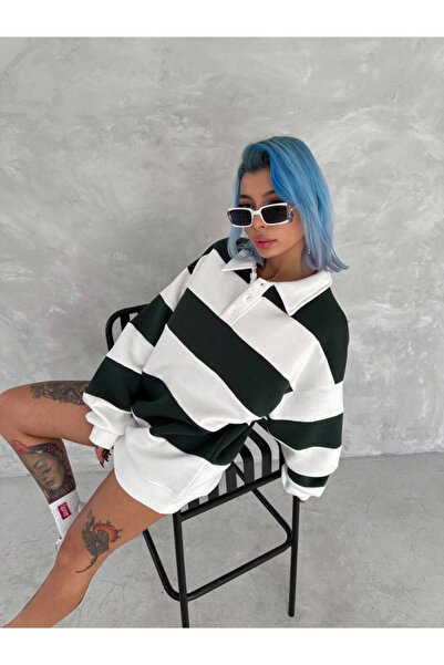 ETİLER COLLECTION    سويت شيرت بياقة ثلاثية الخيوط للجنسين - أخضر