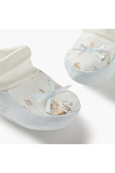giggles Printed Booties with Bow Detail