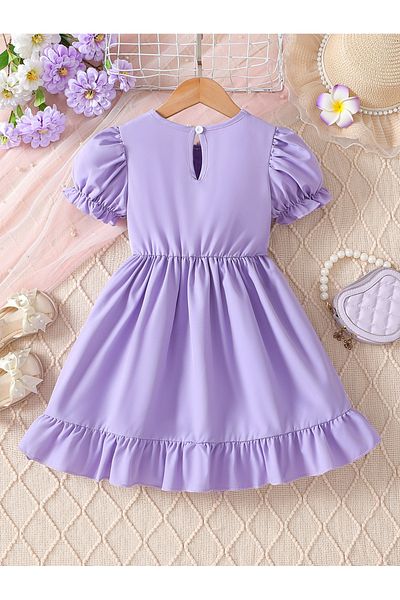 Take Two By Styli Lace Trim Button Front Dress with Ruffle Hem