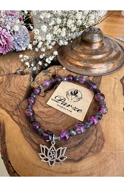 parze doğaltaş Fluorite and Iolite Natural Stone Bracelet