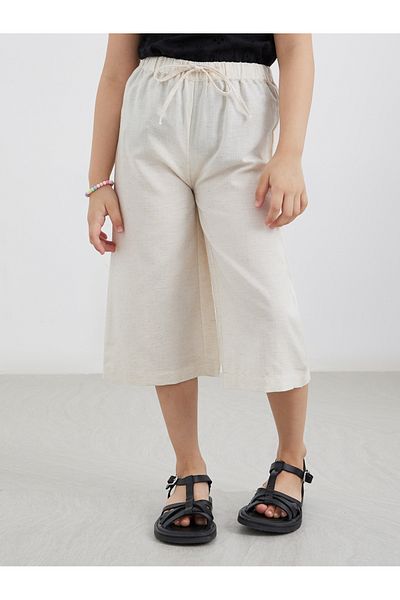 Styli Girls Plain Linen Look Wide Leg Culottes