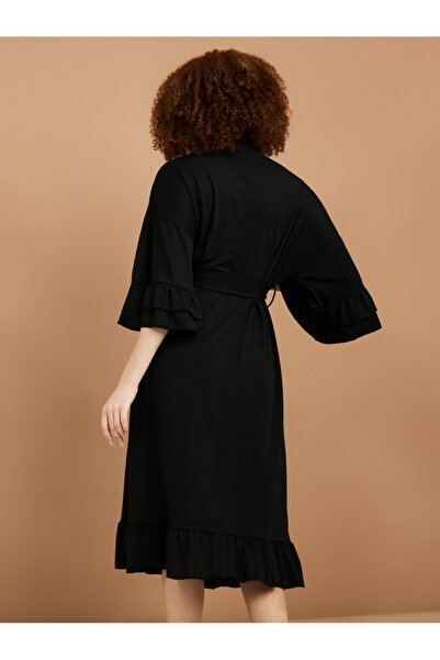Styli Jersey Ruffle Sleeves and Hem Robe