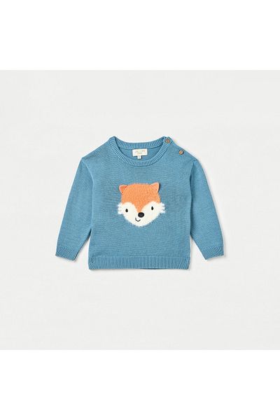 Juniors Fox Applique Sweater with Long Sleeves