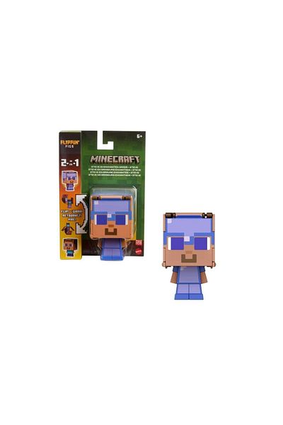 mattel Minecraft Flippin' Figs Steve & Steve in Enchanted Armor Action Figure JCN19