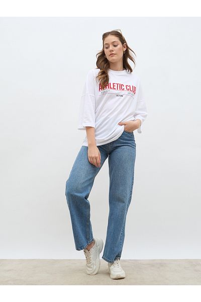 Styli Slogan Print Oversized T-Shirt