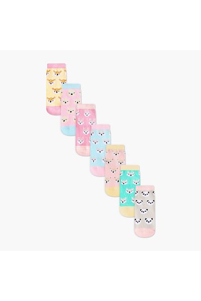 Juniors Animal Print Ankle Length Socks - Set of 7