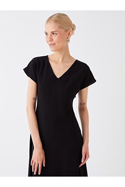 LC Waikiki V-Neck Plain Short Sleeve Dress