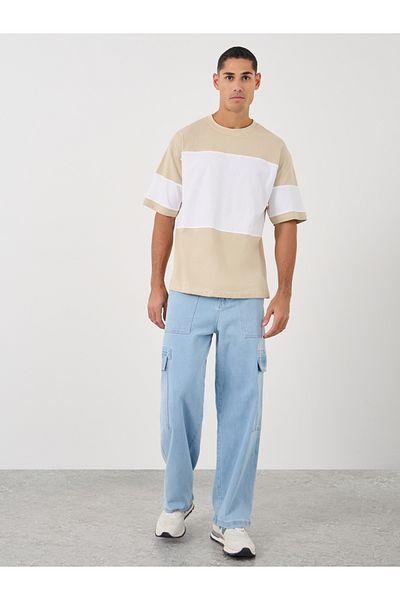 Styli Color Block Oversized Round Neck T-Shirt