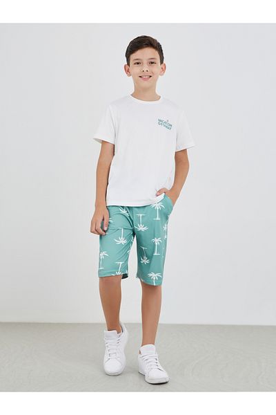 Styli Slogan Print Short Sleeve T-Shirt and Shorts Set