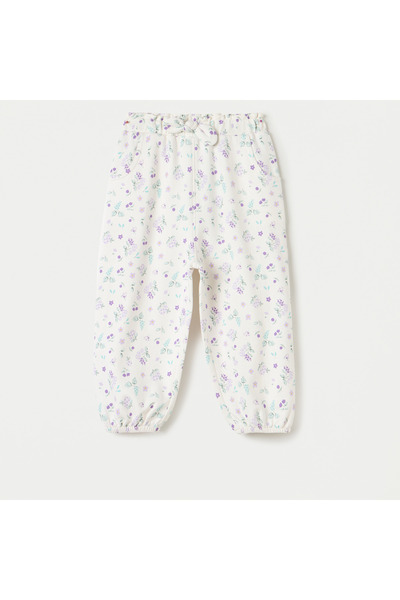 Juniors بنطال رياضي بطبعة زهور مع خصر مطاطي وجيوب