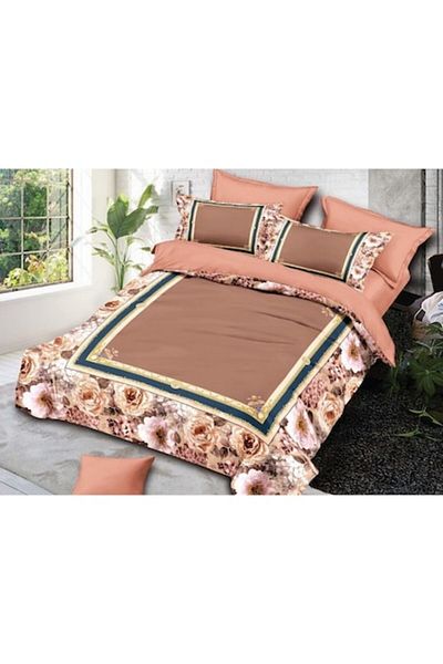 OEM Double Bed Linen Set, Velvet, 6 Pieces, Floral Print, M1, 230x250cm