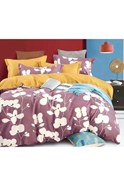 OEM Double bed linen set, Finet, 6 pieces, 2 persons, Printed Plum, 250x230cm