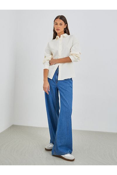 Styli Solid Long Sleeve Oversized Shirt