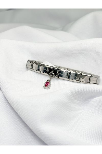 Sumen Butik Red Stone Dangle Italian Charm