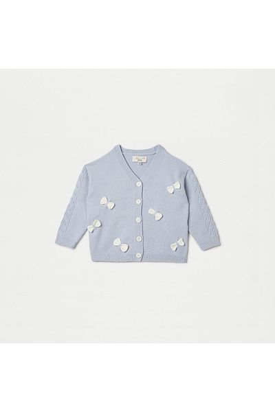 Juniors Bow Detail Cardigan with Long Sleeves