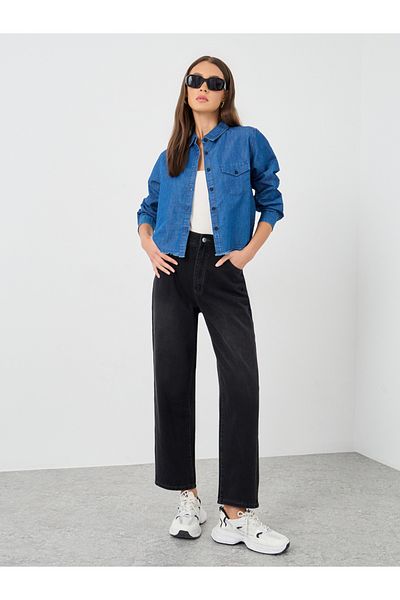 Styli Solid High Rise Tapered Fit Jeans