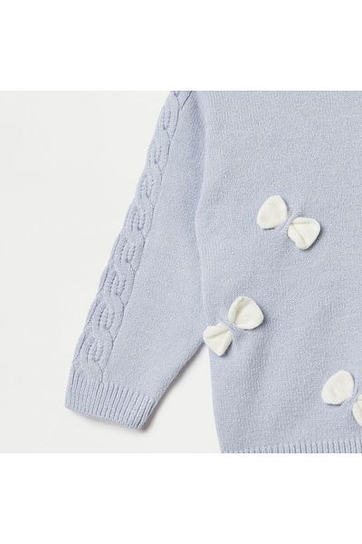 Juniors Bow Detail Cardigan with Long Sleeves