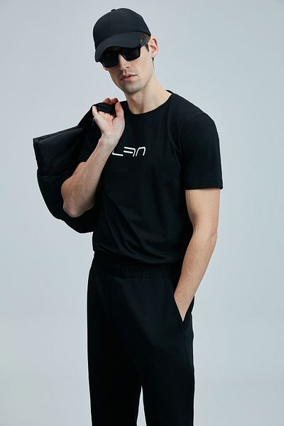 Lufian Blaze Μοντέρνο Γραφικό T-Shirt Μαύρο