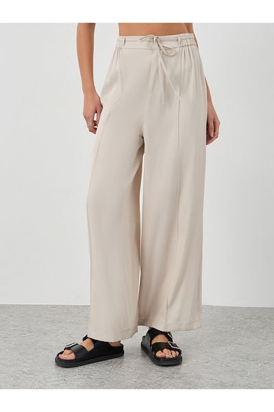 Styli Elasticated Waistband Wide Leg Jeans with Drawstring