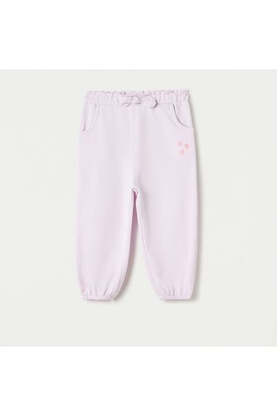 Juniors Heart Embroidered Joggers with Elasticated Waist and Pockets