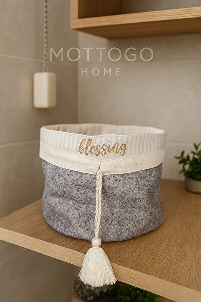 Mottogo Felt Round Basket Maxi 13 cm Diameter 18 cm