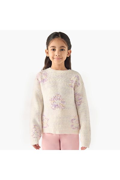 Juniors Textured Sweater with Long Sleeves