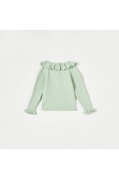 Juniors Textured Pullover with Crew Neck and Long Sleeves