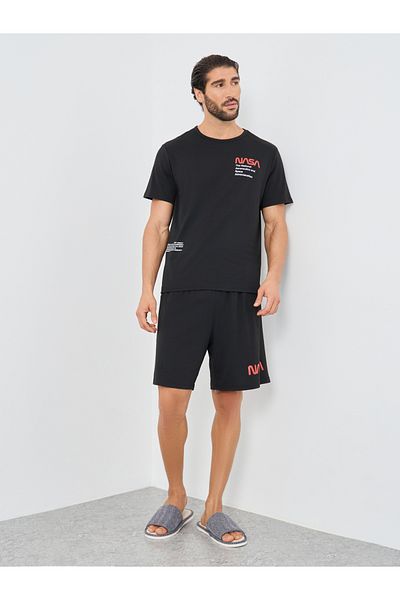 Styli NASA Slogan Print Short Sleeve T-Shirt and Shorts Set