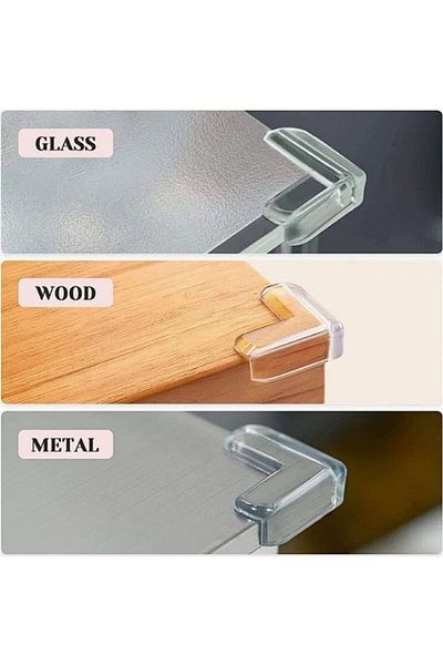 HB LİFE Transparent Corner Protector for Table and Furniture – Baby Safety, Silicone, Adhesive 16 Pcs