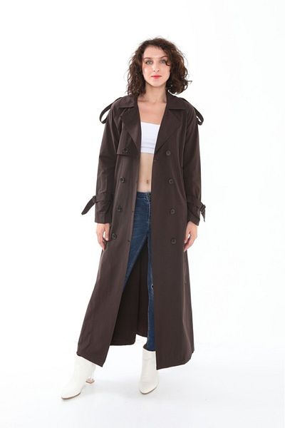 Jamila Raglan Sleeve Summer Unlined Full Length Women's Trench Coat, Cap
