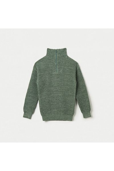 Juniors Textured High Neck Pullover with Long Sleeves and Zip Closure