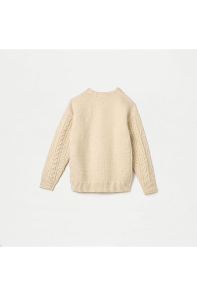 ELIGO Textured Sweater with Crew Neck and Long Sleeves