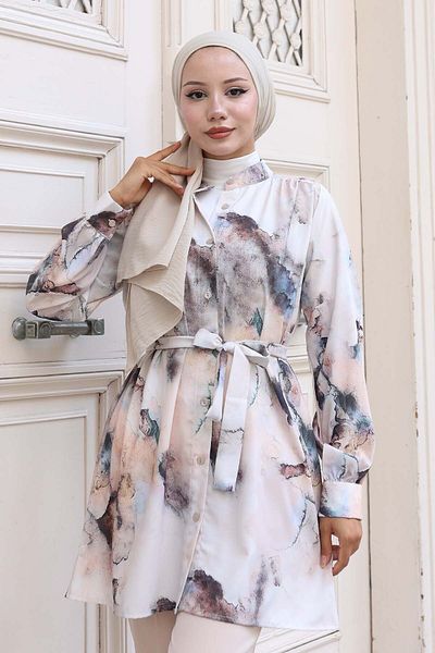 benguen Πουκάμισο Hijab με σχέδιο Mink 701