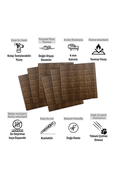 TİNK 3 Boyutlu Duvar Paneli Kabartmalı Metro Desen Pvc 41x41 cm/ 6 Adet /1 m² Antik