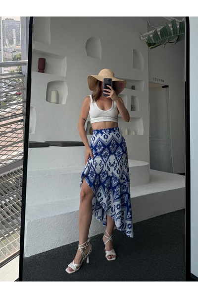 Moda Hour Fusta asimetrică cu model