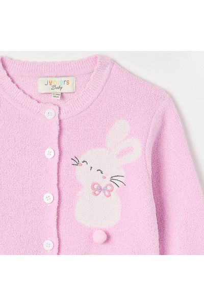Juniors Bunny Detail Long Sleeves Cardigan with Button Closure