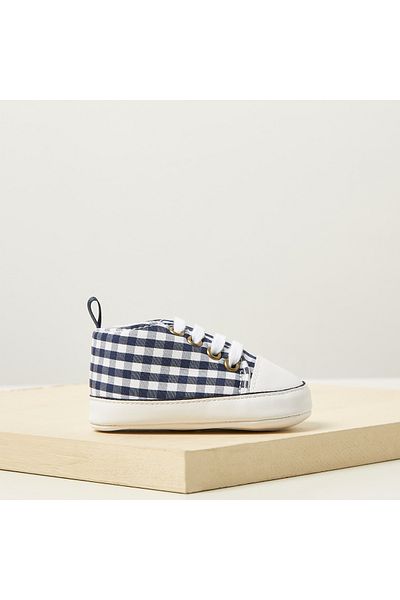 Juniors Checked Booties with Lace-Up Detail