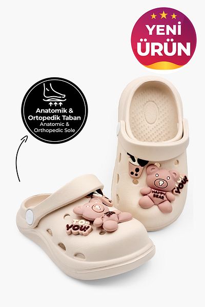 Twingo Children's Cross Slippers Ecru Garden Slippers Beach Seaside Bathroom Slippers