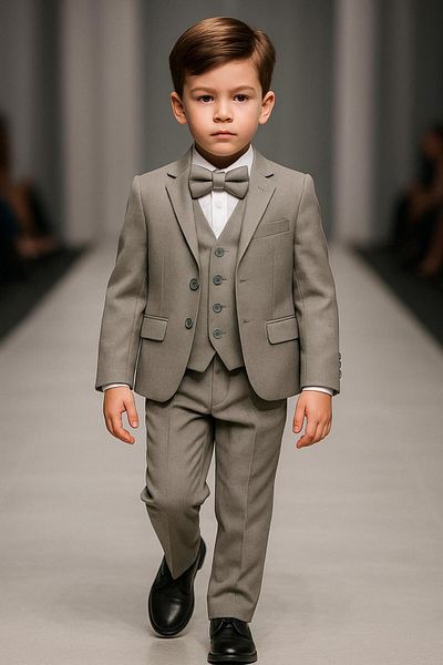 Esterella Boy's Planet Jacketed Tuxedo Suit / Jacket, Pants, Vest, Shirt and Bow Tie Is Slim Fit