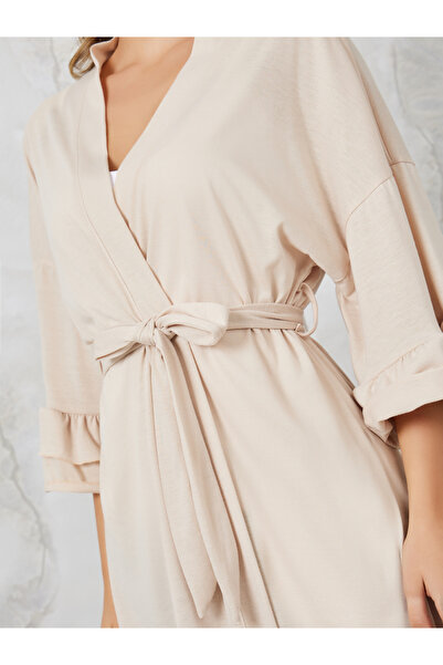 Styli Jersey Ruffle Sleeves and Hem Robe