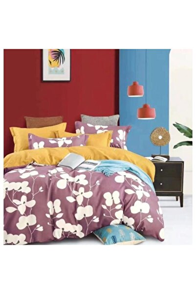 OEM Double bed linen set, Finet, 6 pieces, 2 persons, Printed Plum, 250x230cm