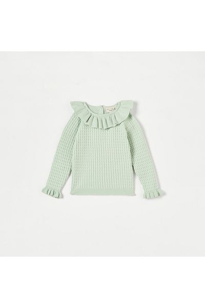 Juniors Textured Pullover with Crew Neck and Long Sleeves