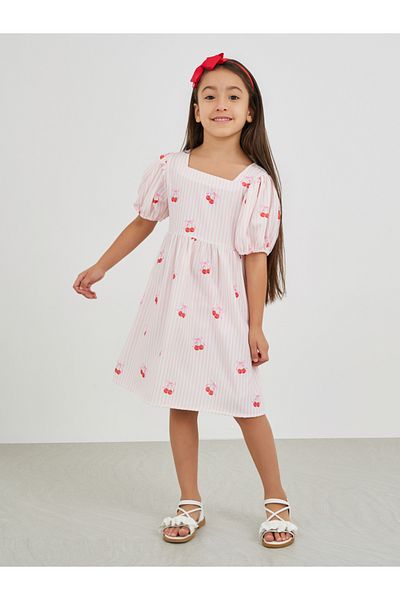 Styli Striped Cherry Print Dress